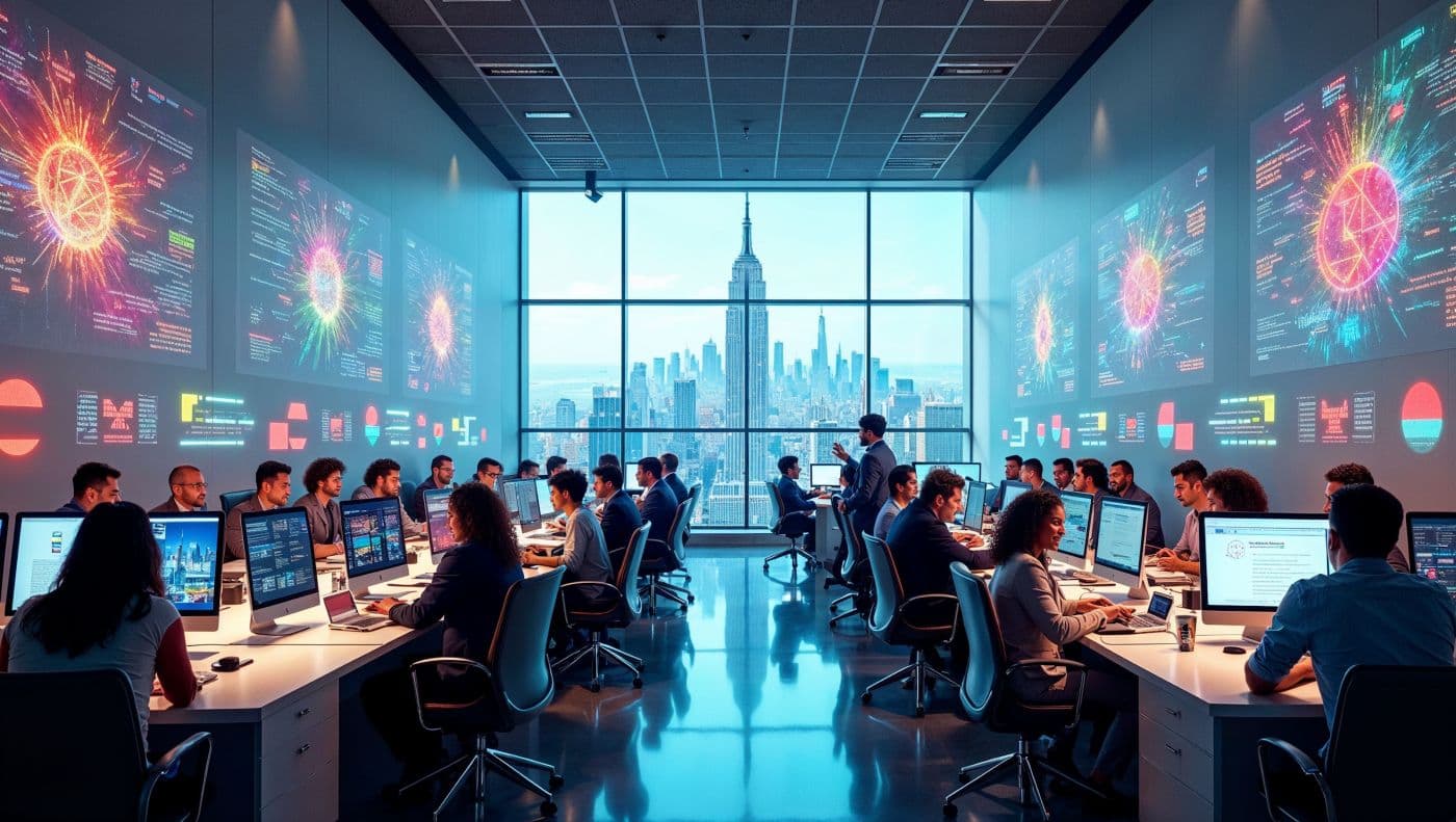 Modern office environment with people working