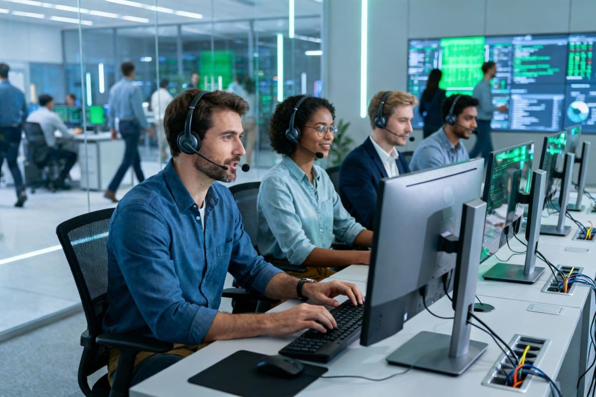 Team working together in a modern office