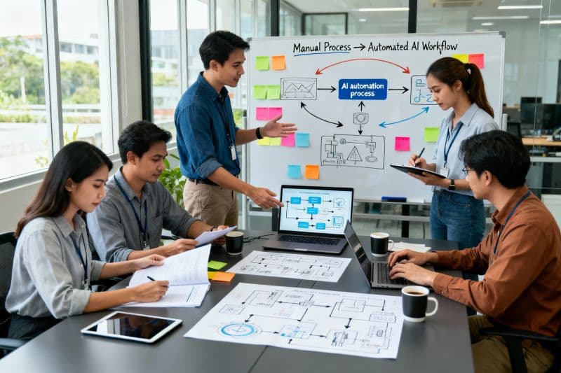 Team collaborating in a meeting room